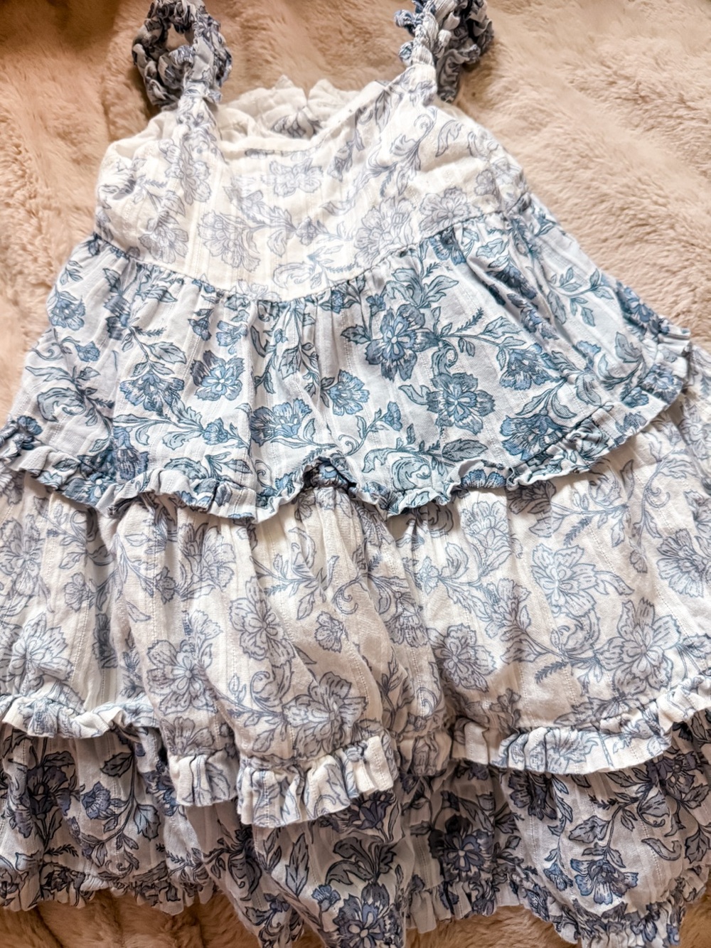 Haute Hippie Tiered Blue Floral Ruffle Dress